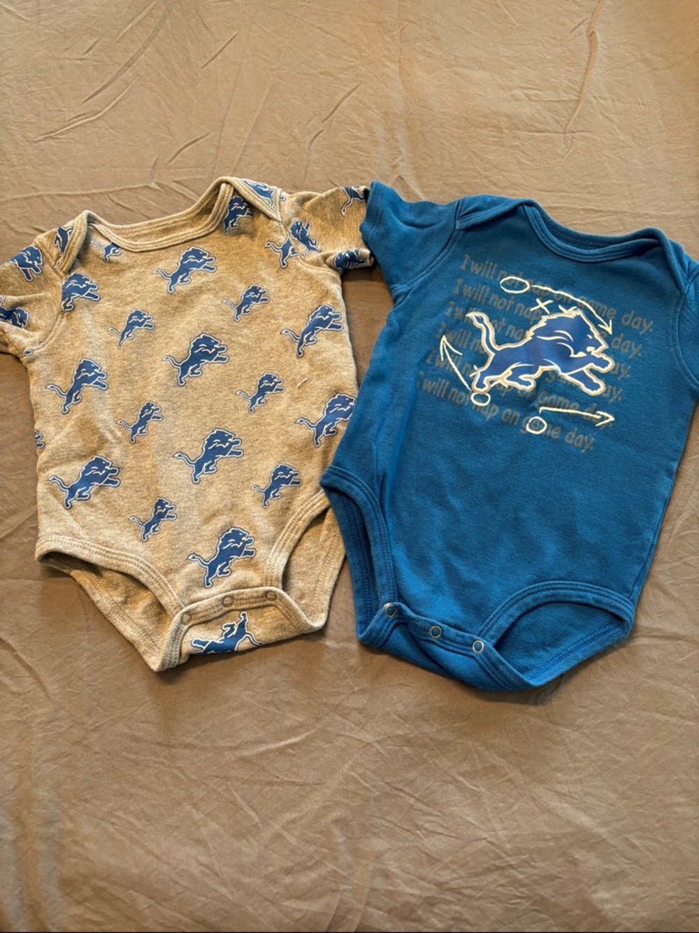 Baby Detroit Lions Graphic One-Piece Bodysuit - Blue & Heather Gray